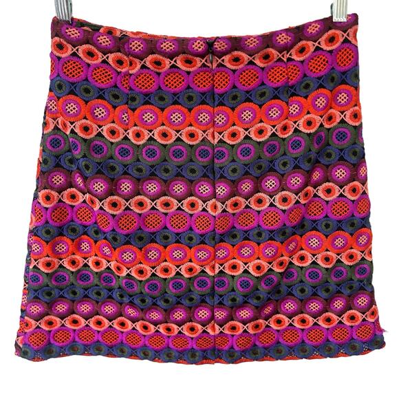 Anthropologie Hutch Embroidered Ellen Mini Skirt Purple Pink Green Size 6‎ - Picture 4 of 13